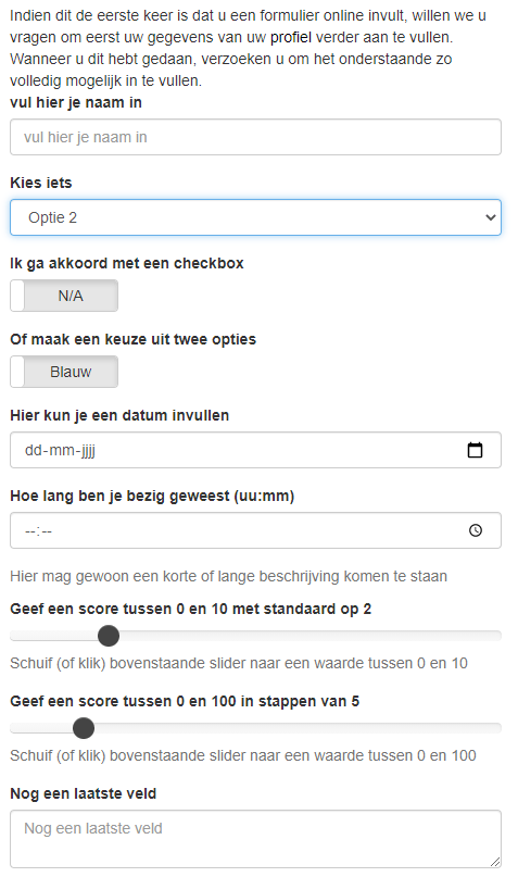 Voorbeeld formulier